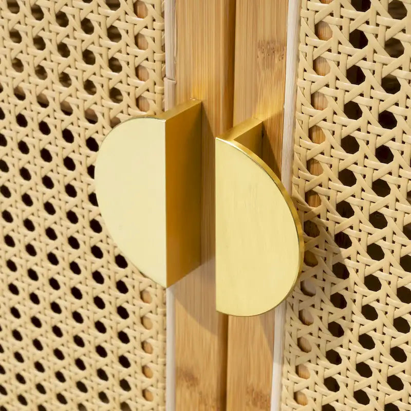 Buffet de cuisine avec portes décoratives en rotin