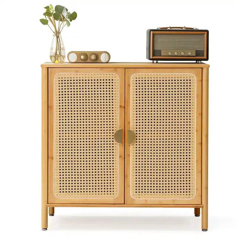Buffet de cuisine avec portes décoratives en rotin