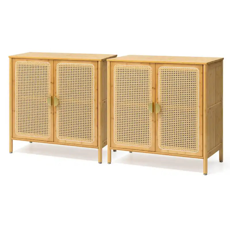 Buffet de cuisine avec portes décoratives en rotin