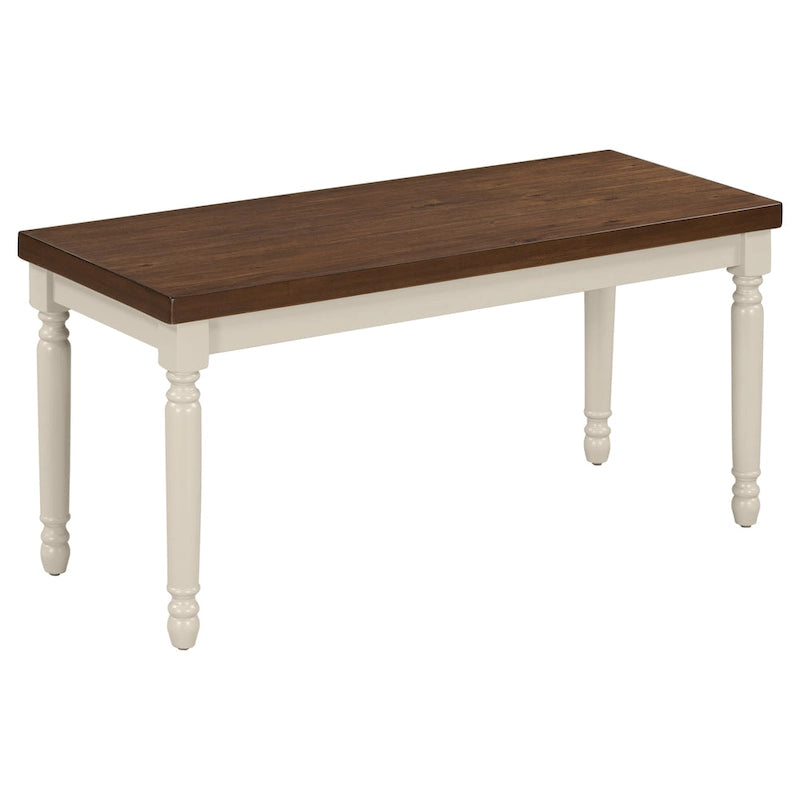 Ensemble de salle à manger classique 6 pièces comprenant une table en bois, 4 chaises et un banc, pour cuisine ou salle à manger.