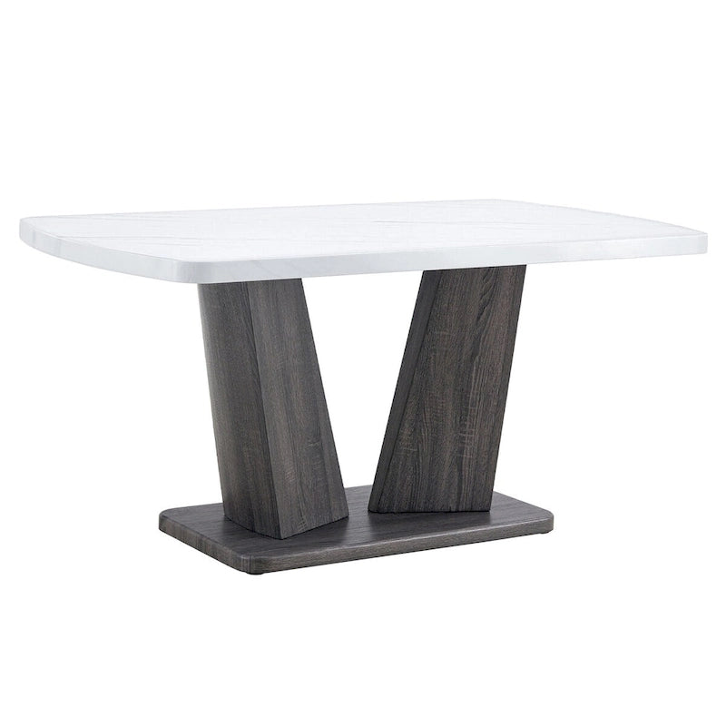 Ensemble de 6 chaises de salle à manger Merax Modern avec piètement en MDF en forme de V et revêtement en lin capitonné.