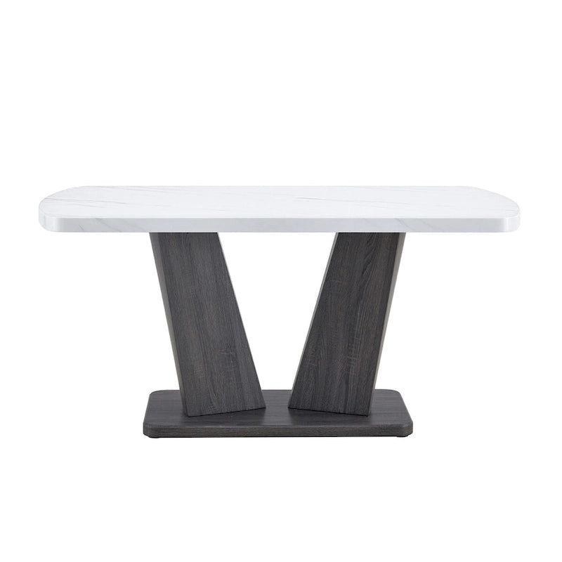 Ensemble de 6 chaises de salle à manger Merax Modern avec piètement en MDF en forme de V et revêtement en lin capitonné.