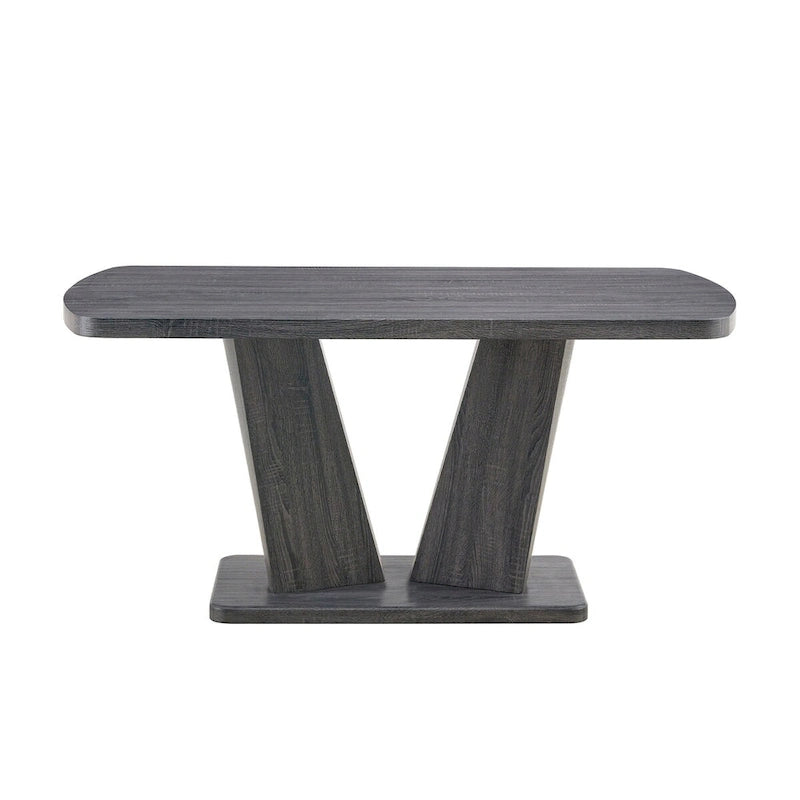 Ensemble de 6 chaises de salle à manger Merax Modern avec piètement en MDF en forme de V et revêtement en lin capitonné.