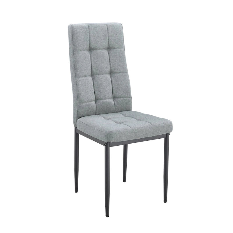 Ensemble de 6 chaises de salle à manger Merax Modern avec piètement en MDF en forme de V et revêtement en lin capitonné.