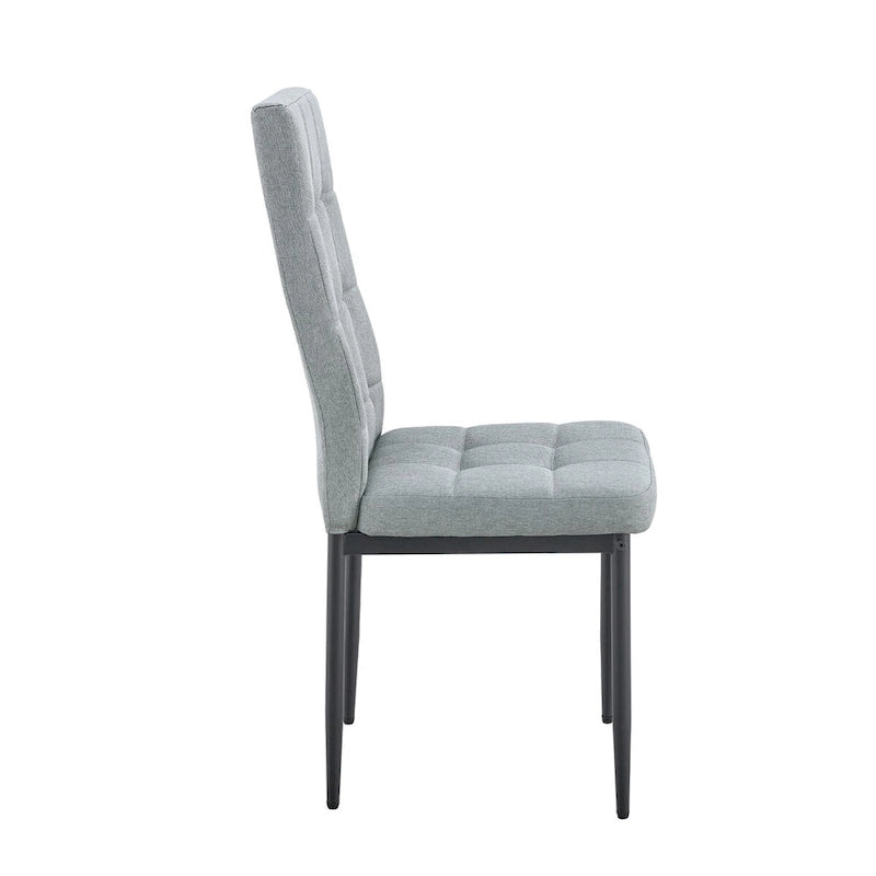 Ensemble de 6 chaises de salle à manger Merax Modern avec piètement en MDF en forme de V et revêtement en lin capitonné.