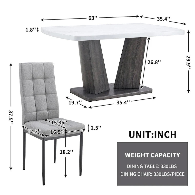 Ensemble de 6 chaises de salle à manger Merax Modern avec piètement en MDF en forme de V et revêtement en lin capitonné.
