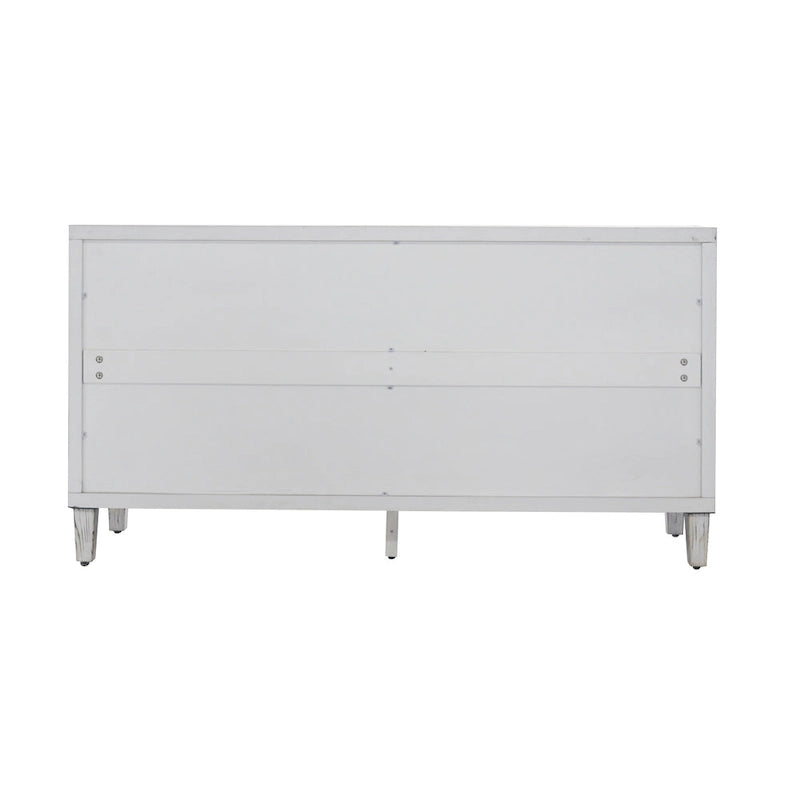Buffet/meuble de rangement d'appoint moderne en bois blanc délavé à 4 portes de 152 cm (60 po)