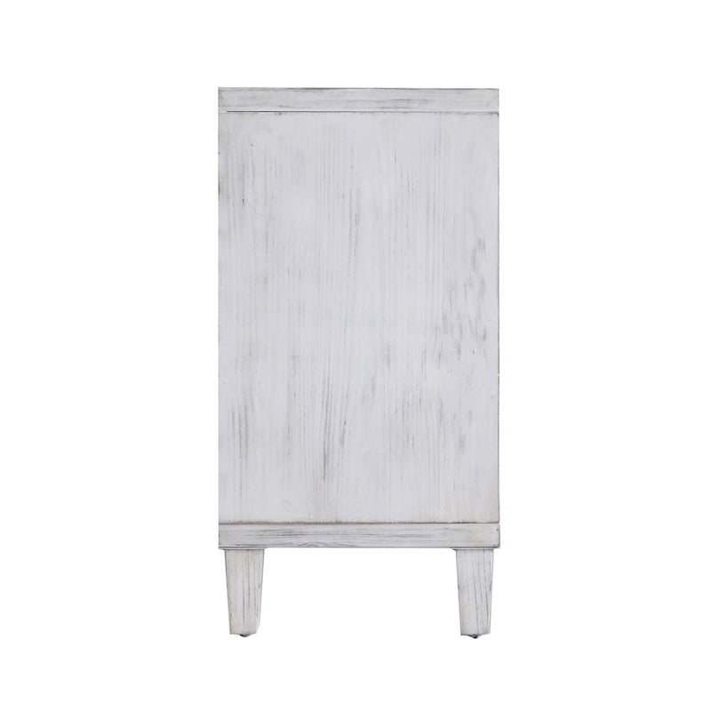 Buffet/meuble de rangement d'appoint moderne en bois blanc délavé à 4 portes de 152 cm (60 po)