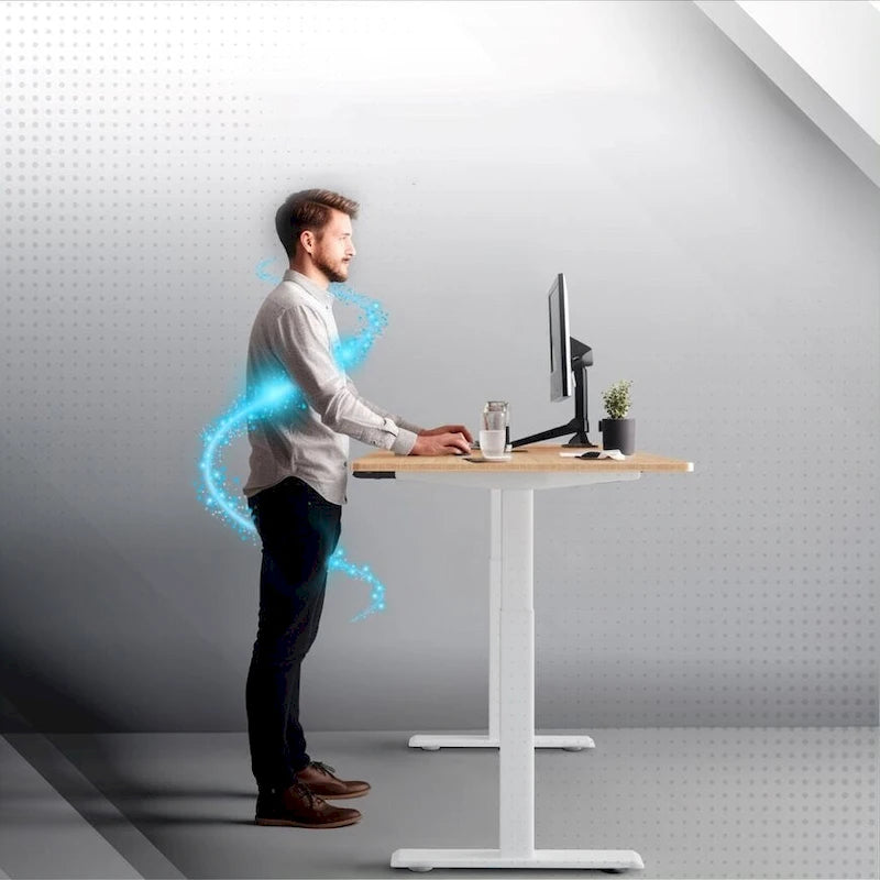 Bureau assis-debout électrique Rise Up à double moteur, plateau en bambou massif 48x30