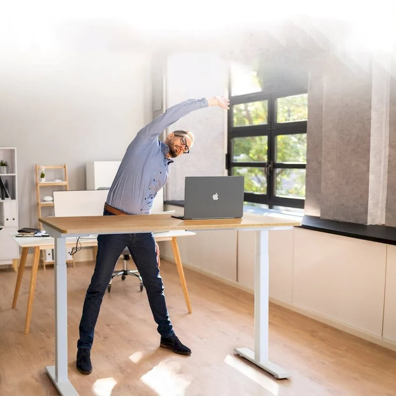 Bureau assis-debout électrique Rise Up à double moteur, plateau en bambou massif 48x30