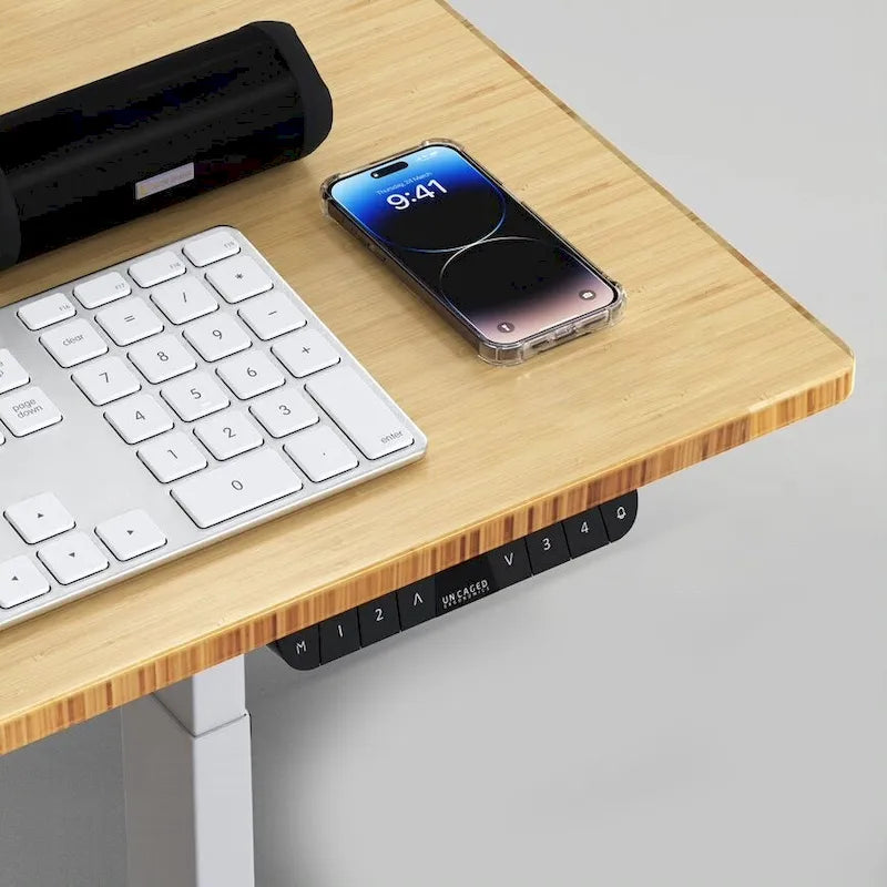 Bureau assis-debout électrique Rise Up à double moteur, plateau en bambou massif 48x30