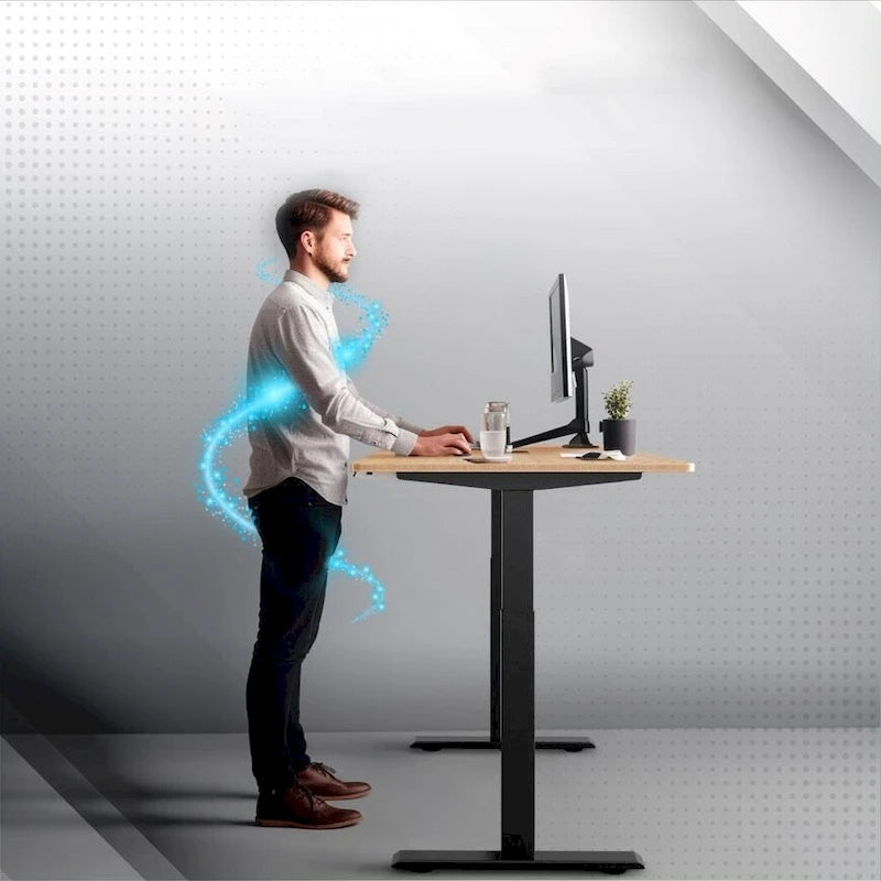 Bureau assis-debout électrique Rise Up à double moteur, plateau en bambou massif 48x30