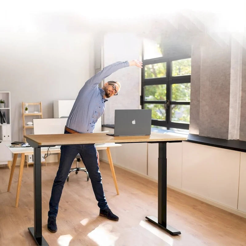 Bureau assis-debout électrique Rise Up à double moteur, plateau en bambou massif 48x30