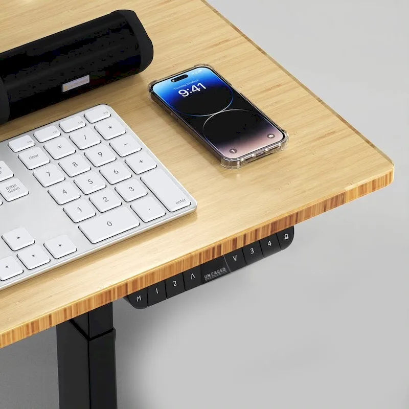 Bureau assis-debout électrique Rise Up à double moteur, plateau en bambou massif 48x30