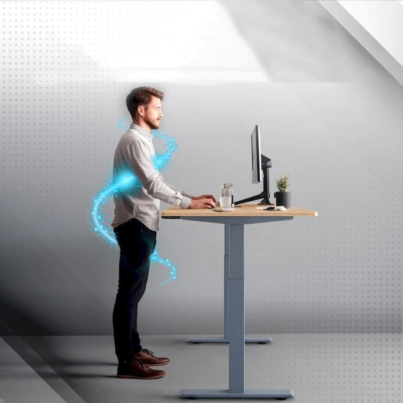 Bureau assis-debout électrique Rise Up à double moteur, plateau en bambou massif 48x30