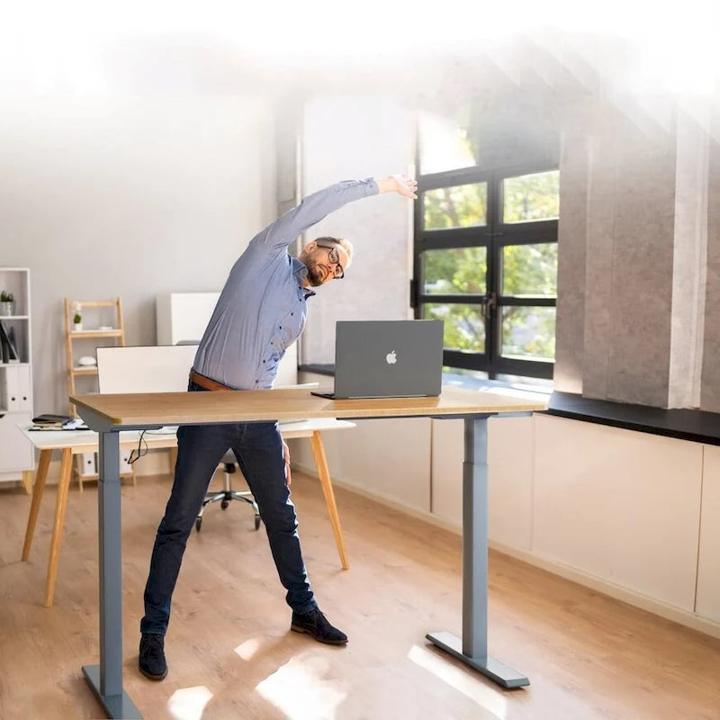 Bureau assis-debout électrique Rise Up à double moteur, plateau en bambou massif 48x30