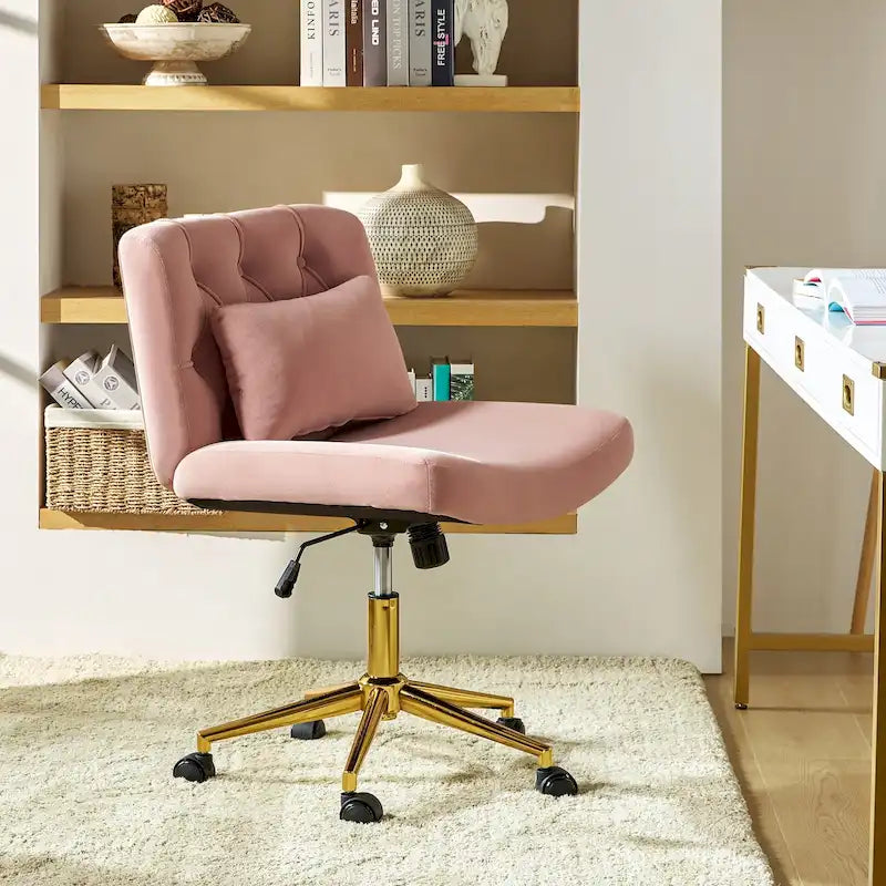 Fauteuil de bureau pivotant et inclinable Ollie Modern en flanelle avec coussin par HULALA HOME