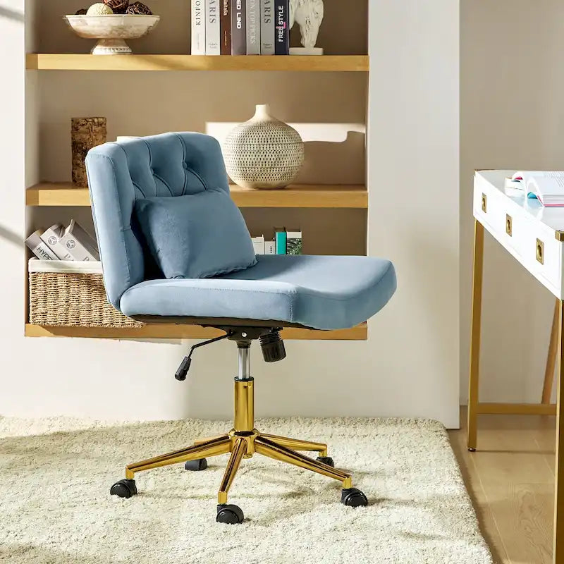 Fauteuil de bureau pivotant et inclinable Ollie Modern en flanelle avec coussin par HULALA HOME