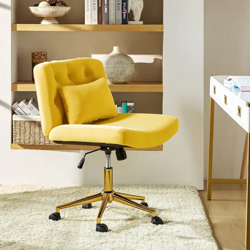 Fauteuil de bureau pivotant et inclinable Ollie Modern en flanelle avec coussin par HULALA HOME