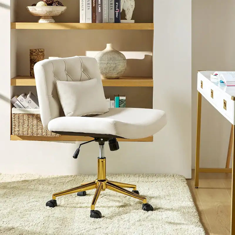 Fauteuil de bureau pivotant et inclinable Ollie Modern en flanelle avec coussin par HULALA HOME