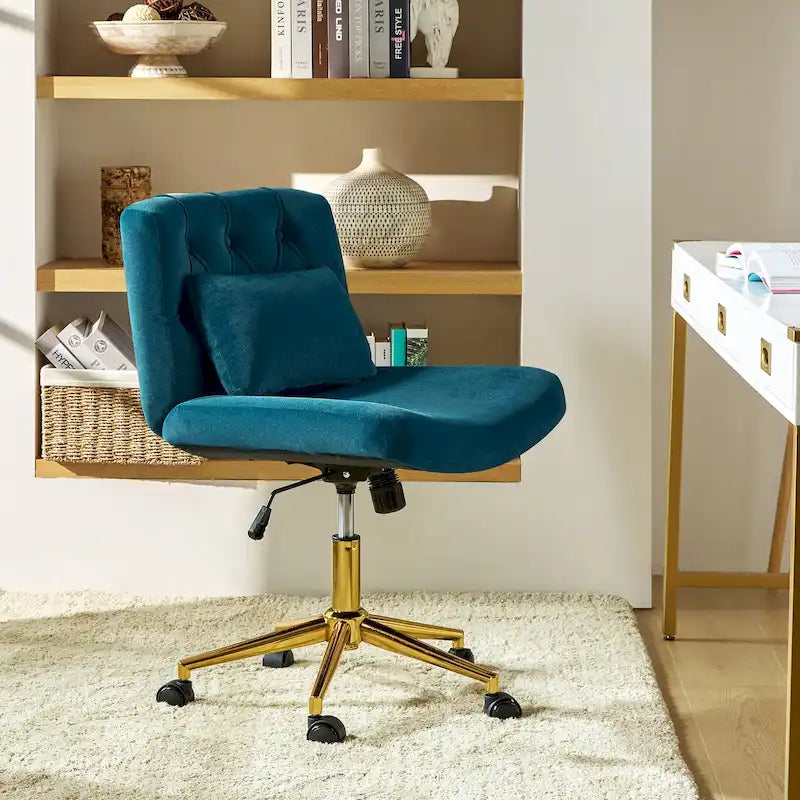 Fauteuil de bureau pivotant et inclinable Ollie Modern en flanelle avec coussin par HULALA HOME