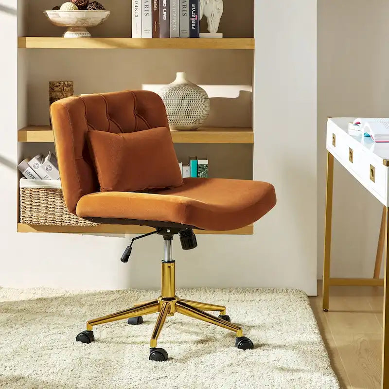 Fauteuil de bureau pivotant et inclinable Ollie Modern en flanelle avec coussin par HULALA HOME