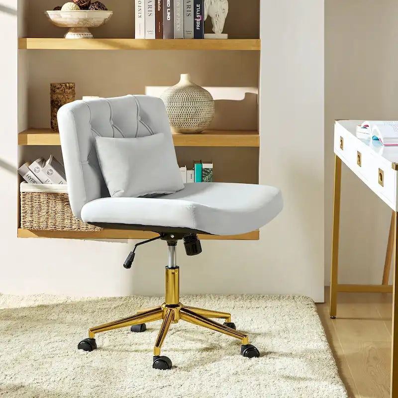 Fauteuil de bureau pivotant et inclinable Ollie Modern en flanelle avec coussin par HULALA HOME