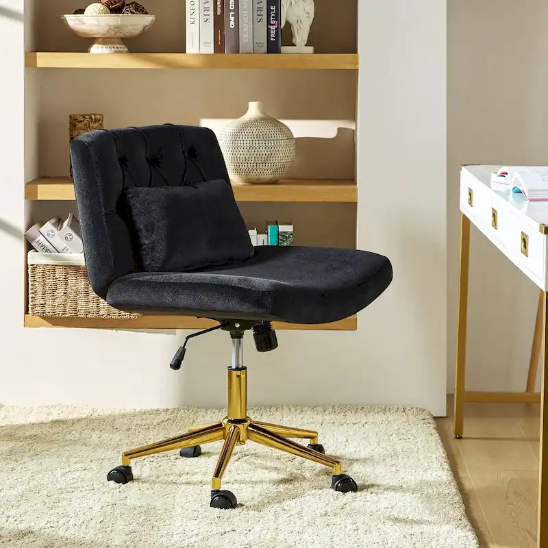 Fauteuil de bureau pivotant et inclinable Ollie Modern en flanelle avec coussin par HULALA HOME