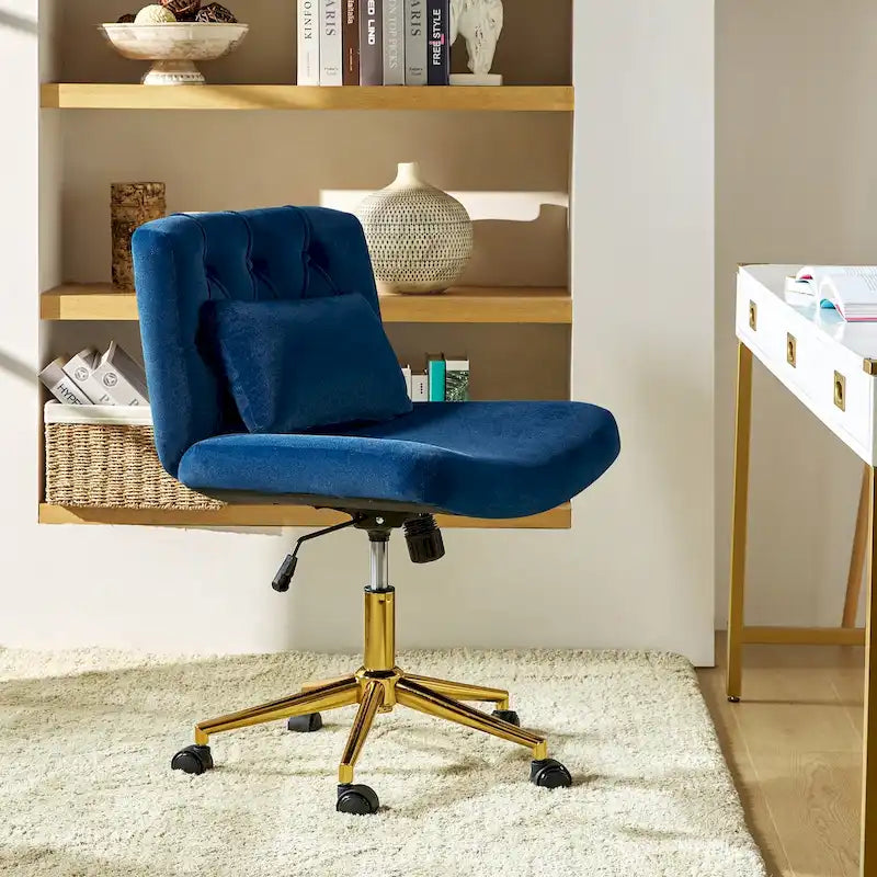 Fauteuil de bureau pivotant et inclinable Ollie Modern en flanelle avec coussin par HULALA HOME