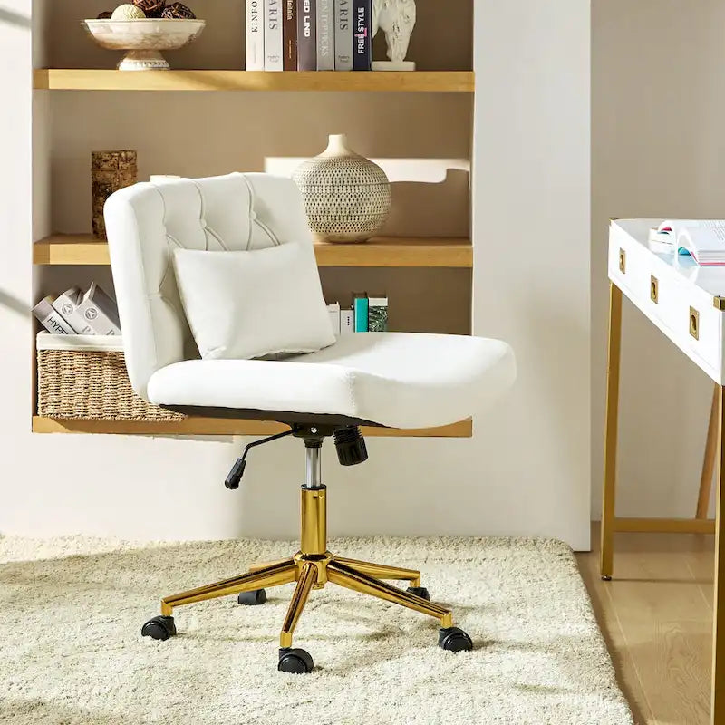 Fauteuil de bureau pivotant et inclinable Ollie Modern en flanelle avec coussin par HULALA HOME