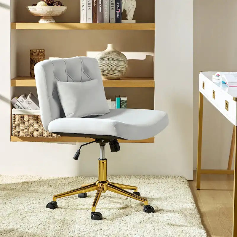 Fauteuil de bureau pivotant et inclinable Ollie Modern en flanelle avec coussin par HULALA HOME