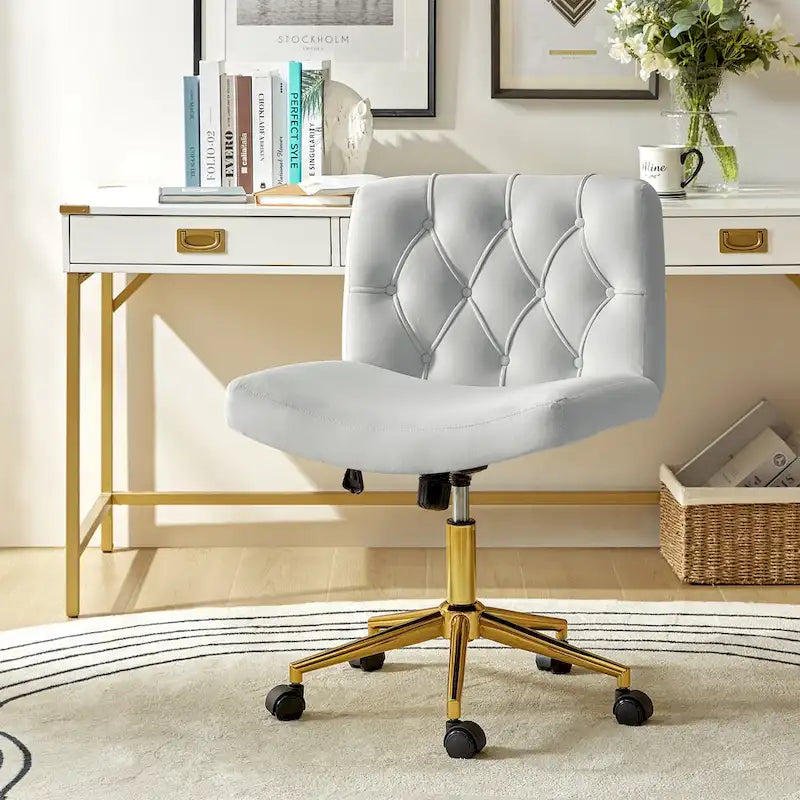 Fauteuil de bureau pivotant et inclinable Ollie Modern en flanelle avec coussin par HULALA HOME