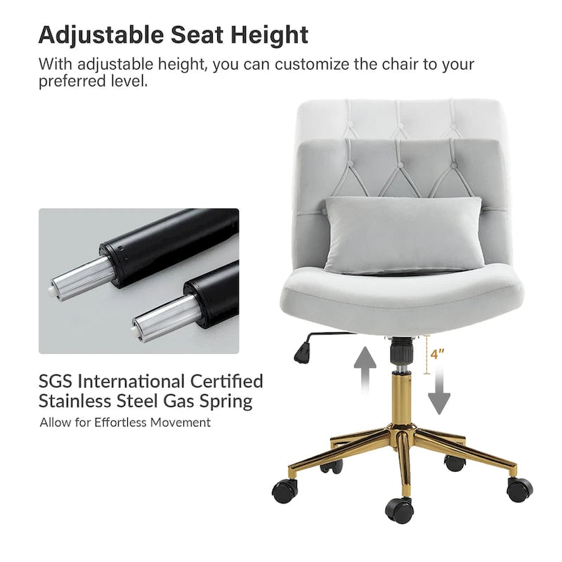 Fauteuil de bureau pivotant et inclinable Ollie Modern en flanelle avec coussin par HULALA HOME