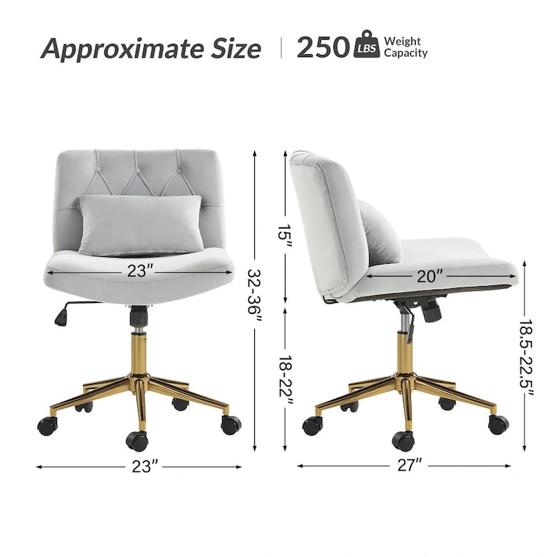 Fauteuil de bureau pivotant et inclinable Ollie Modern en flanelle avec coussin par HULALA HOME