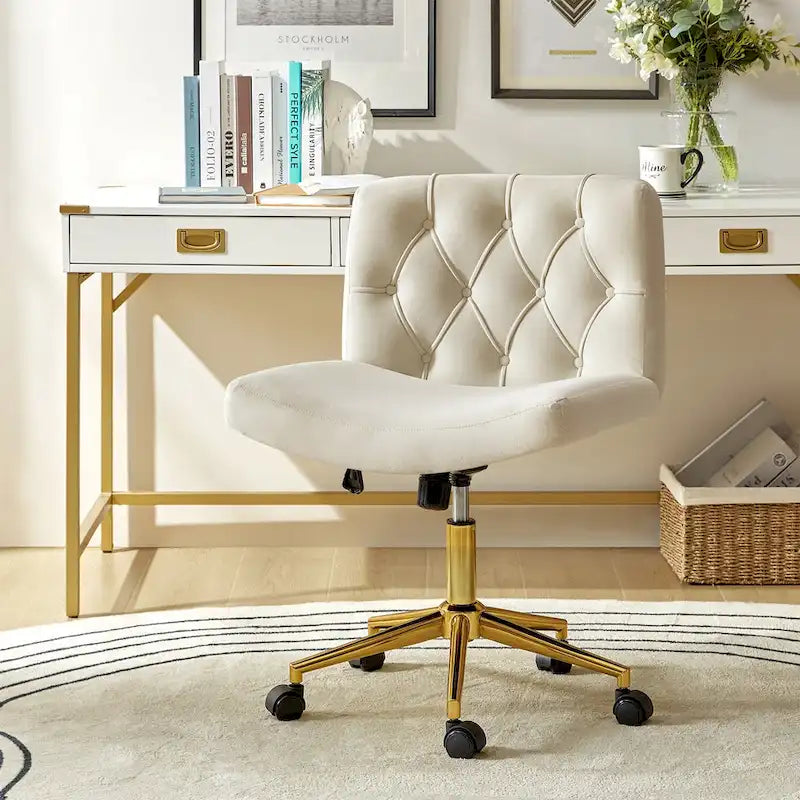 Fauteuil de bureau pivotant et inclinable Ollie Modern en flanelle avec coussin par HULALA HOME