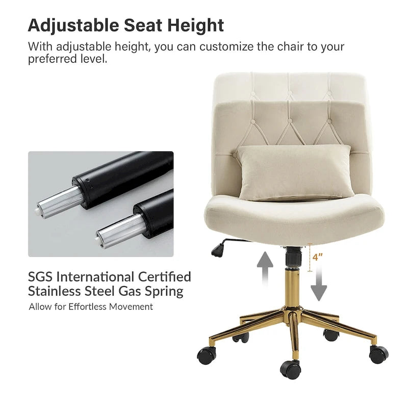 Fauteuil de bureau pivotant et inclinable Ollie Modern en flanelle avec coussin par HULALA HOME