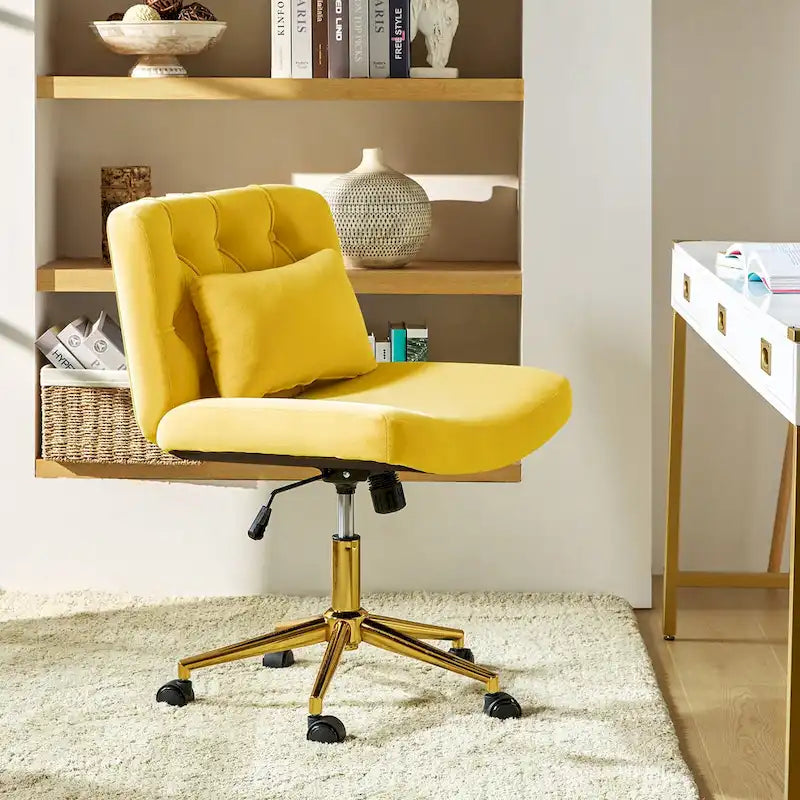 Fauteuil de bureau pivotant et inclinable Ollie Modern en flanelle avec coussin par HULALA HOME