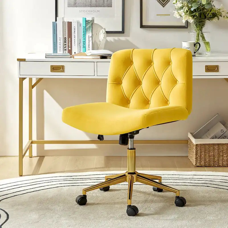 Fauteuil de bureau pivotant et inclinable Ollie Modern en flanelle avec coussin par HULALA HOME
