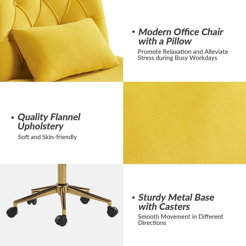 Fauteuil de bureau pivotant et inclinable Ollie Modern en flanelle avec coussin par HULALA HOME