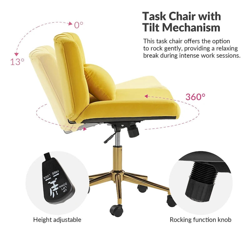 Fauteuil de bureau pivotant et inclinable Ollie Modern en flanelle avec coussin par HULALA HOME