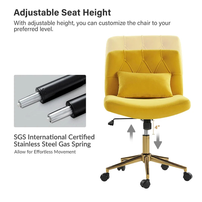 Fauteuil de bureau pivotant et inclinable Ollie Modern en flanelle avec coussin par HULALA HOME