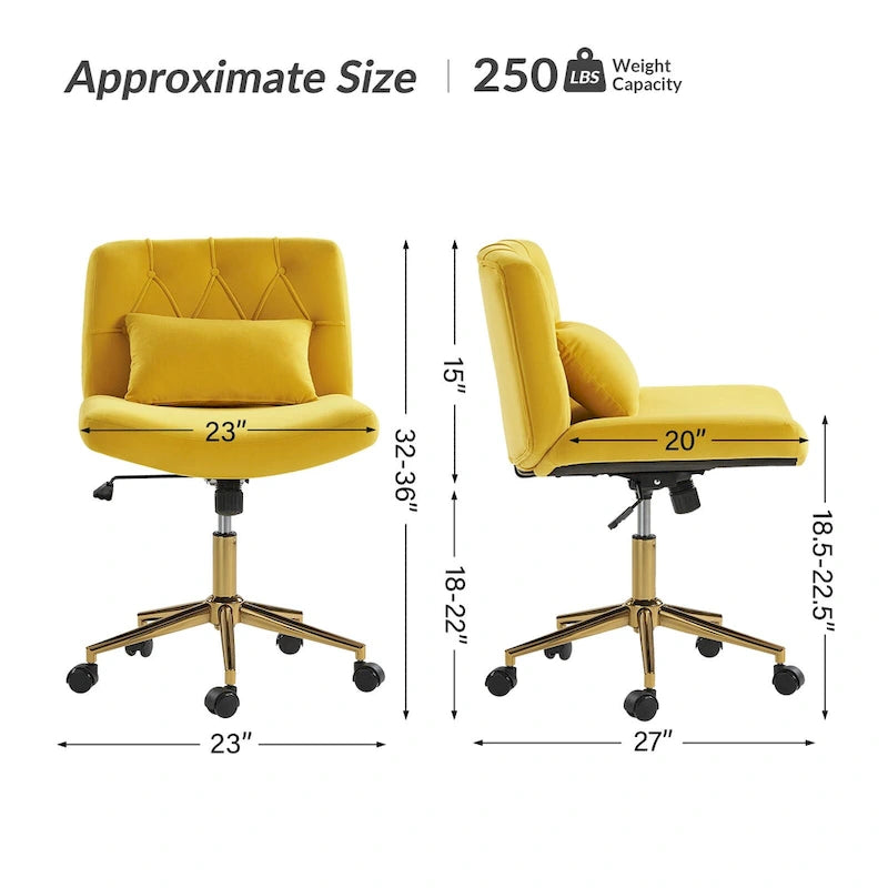 Fauteuil de bureau pivotant et inclinable Ollie Modern en flanelle avec coussin par HULALA HOME