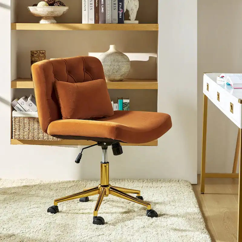Fauteuil de bureau pivotant et inclinable Ollie Modern en flanelle avec coussin par HULALA HOME