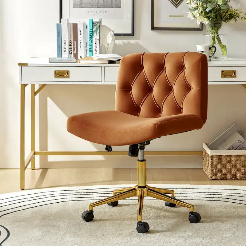 Fauteuil de bureau pivotant et inclinable Ollie Modern en flanelle avec coussin par HULALA HOME
