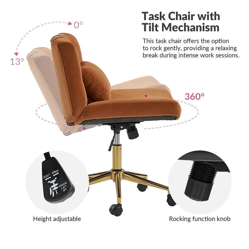 Fauteuil de bureau pivotant et inclinable Ollie Modern en flanelle avec coussin par HULALA HOME