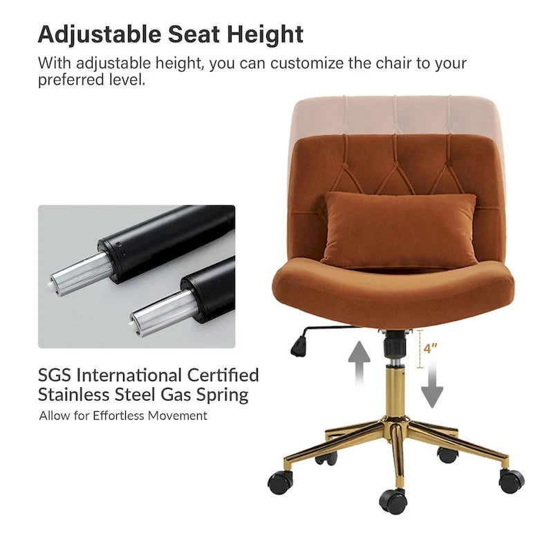 Fauteuil de bureau pivotant et inclinable Ollie Modern en flanelle avec coussin par HULALA HOME