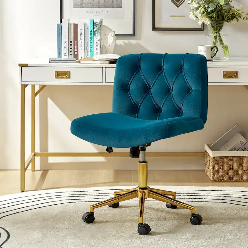 Fauteuil de bureau pivotant et inclinable Ollie Modern en flanelle avec coussin par HULALA HOME