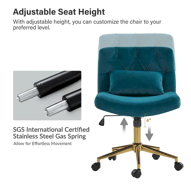 Fauteuil de bureau pivotant et inclinable Ollie Modern en flanelle avec coussin par HULALA HOME