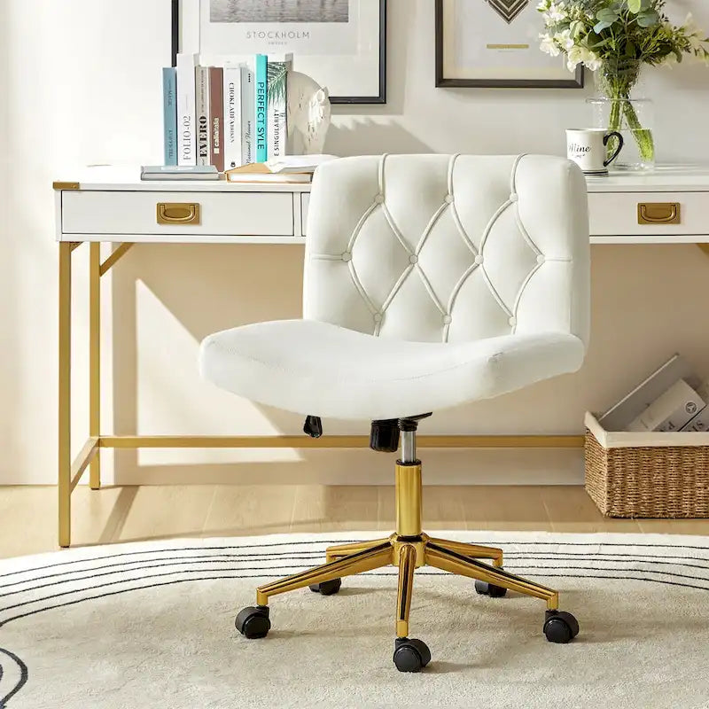 Fauteuil de bureau pivotant et inclinable Ollie Modern en flanelle avec coussin par HULALA HOME