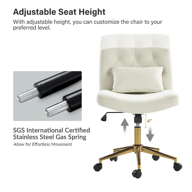 Fauteuil de bureau pivotant et inclinable Ollie Modern en flanelle avec coussin par HULALA HOME